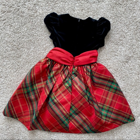 Bonnie Jean Red and Black Velvet Christmas Dress - Size 5 - Picture 3 of 5